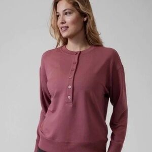 Athlete Balance Henley Sweatshirt Crewneck In Tawny Rose Color Size Medium
